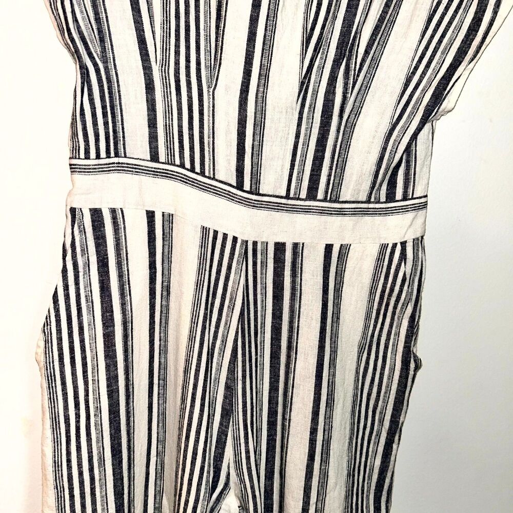 Gibson & Latimer Jumpsuit Womens Medium Cream Cap Sleeve One Piece Preppy Boho - Picture 4 of 9
